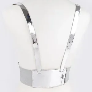 Plus Size Metallic Gold or Silver Vegan Leather Harness Statement Belt Snag Belt in Black Faux Leather - Snag – Snag US main image 4